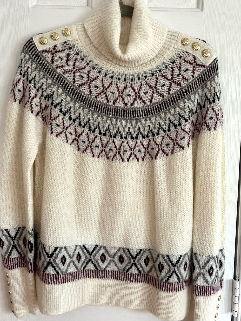 Holland Cooper Cream Fairisle Knit Cream Sweater As Worn by Kate Middleton